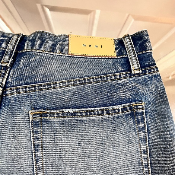 MNML Flare Blue Denim Jeans Distressed - Picture 7 of 13